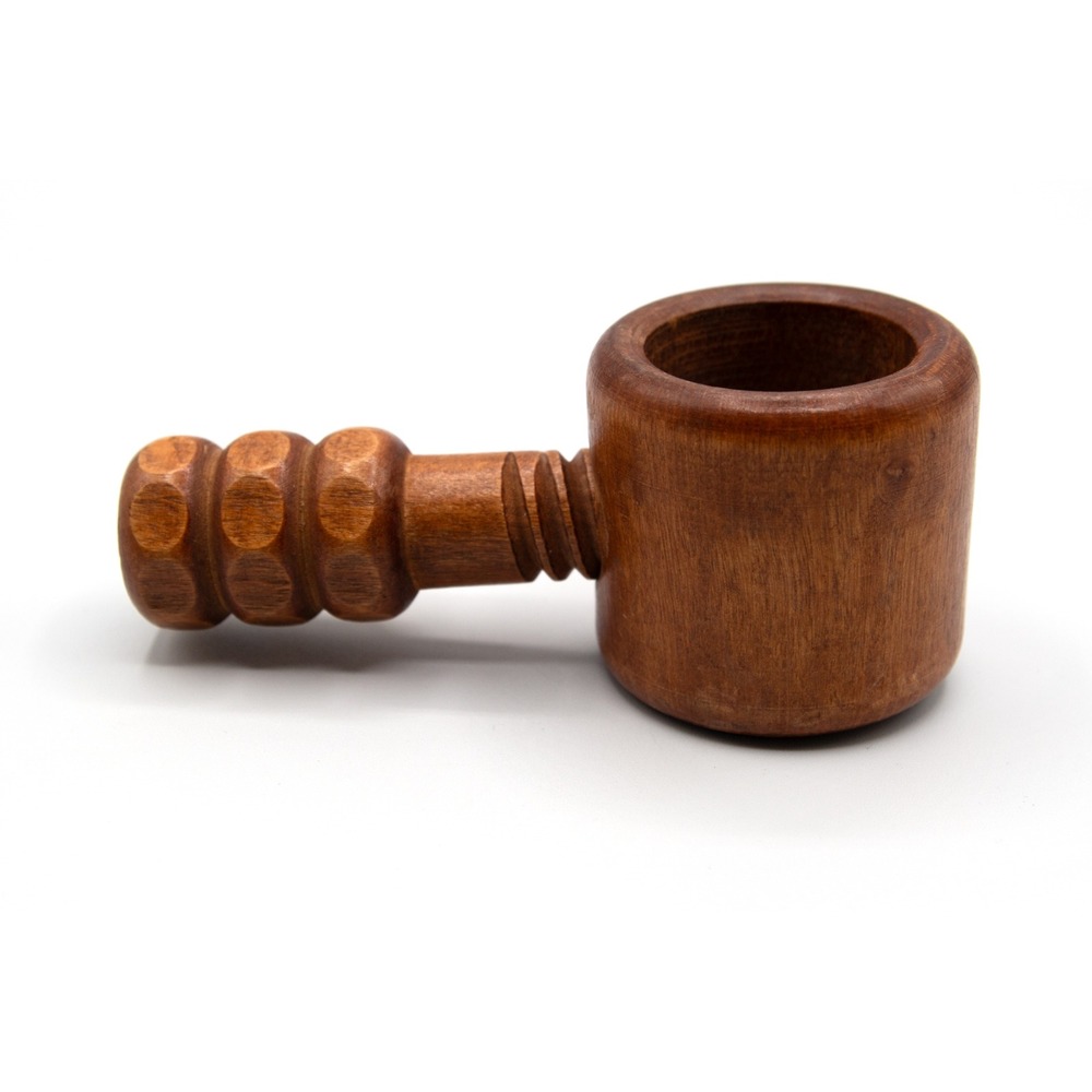 Vintage Hand Carved Wooden Screw Nutcracker Bowl Rustic Brown Wood Folk Art